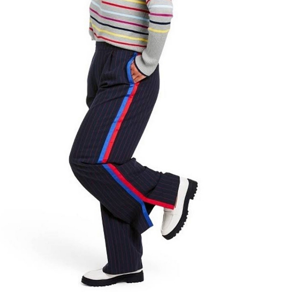 NWT La Ligne × Target Navy & Red Tuxedo Ribbon Stripe Pants Pinstripe Trouser 3X